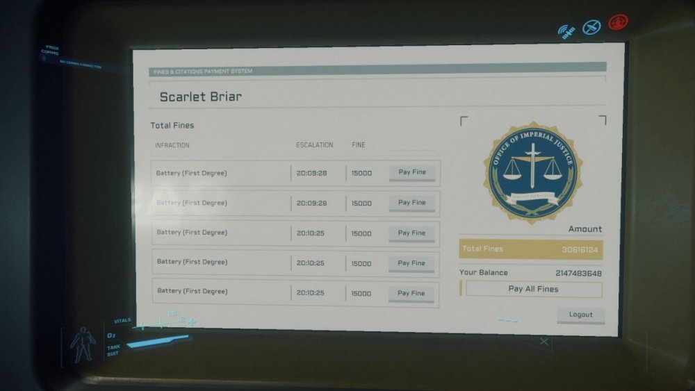 Star Citizen 3.8 - Grzywny, fines terminal